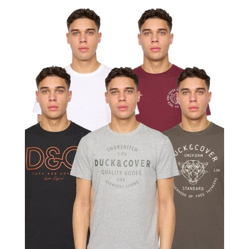 Front - Duck and Cover Mens Corsure Assorted Designs T-Shirt (Pack of 5)