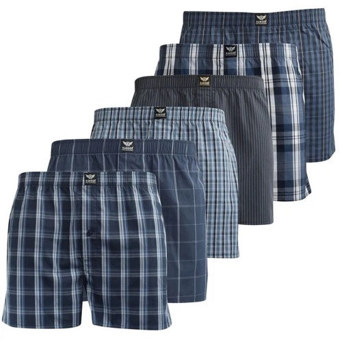 Front - Kandor Mens Nightling Woven Boxer Shorts (Pack of 6)