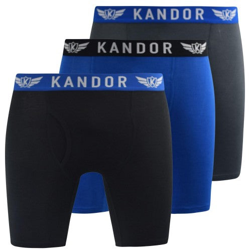 Blue - Front - Kandor Mens Bambuso Boxer Shorts (Pack Of 3)