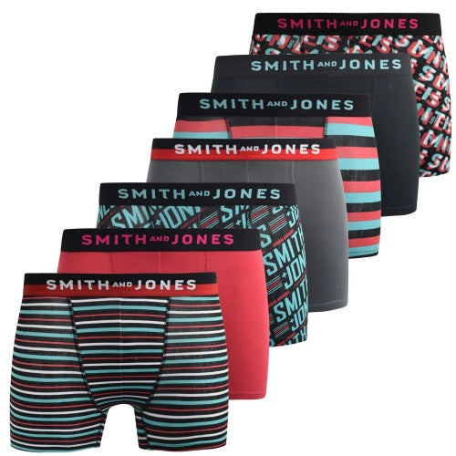 Front - Smith & Jones Mens Taden Assorted Designs Boxer Shorts (Pack of 7)