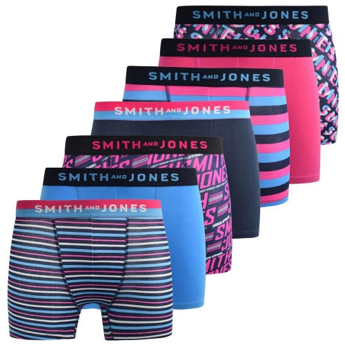 Front - Smith & Jones Mens Taden Assorted Designs Boxer Shorts (Pack of 7)