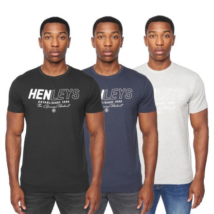 Front - Henleys Mens Melvern T-Shirt (Pack of 3)
