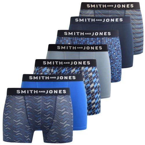 Front - Smith & Jones Mens Zyden Assorted Designs Boxer Shorts (Pack of 7)