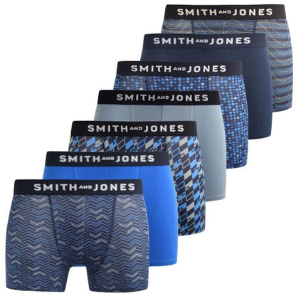 Front - Smith & Jones Mens Zyden Assorted Designs Boxer Shorts (Pack of 7)