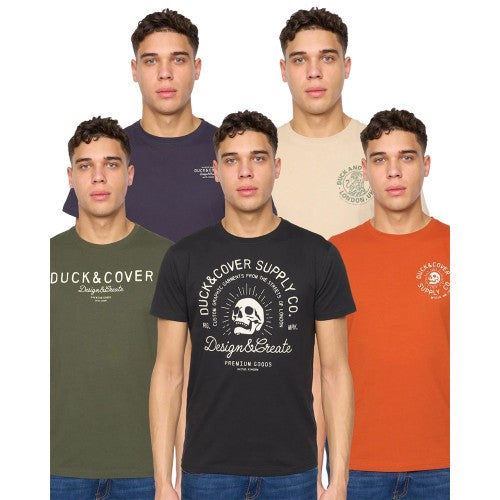 Front - Duck and Cover Mens Mullbarry Assorted Designs T-Shirt (Pack of 5)