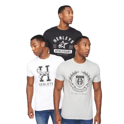 Front - Henleys Mens Upton T-Shirt (Pack of 3)