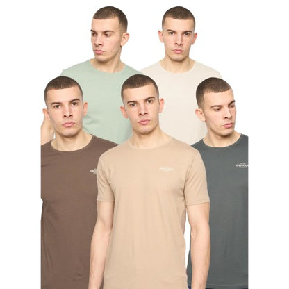 Front - Crosshatch Mens Basicnatural T-Shirt (Pack of 5)