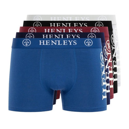 Front - Henleys Mens Kelmack2 Boxer Shorts (Pack of 5)