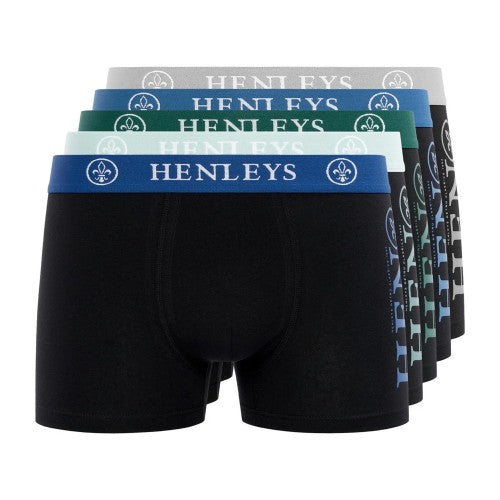 Front - Henleys Mens Kelpar Boxer Shorts (Pack of 5)