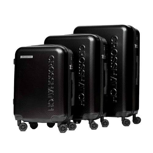 Front - Crosshatch Escapade Embossed 4 Wheeled Suitcase (Pack Of 3)