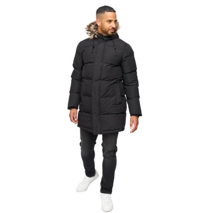 Dark Navy - Front - Bewley & Ritch Mens Northbrook Wet Look Padded Jacket