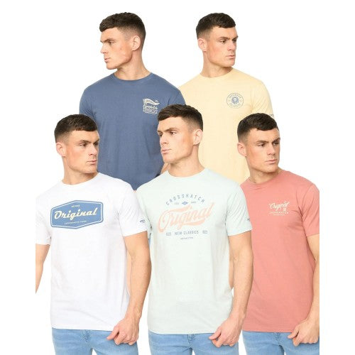 Front - Crosshatch Mens Tryplex Cotton T-Shirt (Pack of 5)