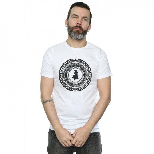 White - Back - Disney Mens Alice In Wonderland Circle T-Shirt