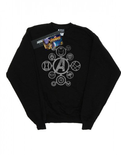 Front - Marvel Mens Avengers Infinity War Distressed Metal Icons Cotton Sweatshirt