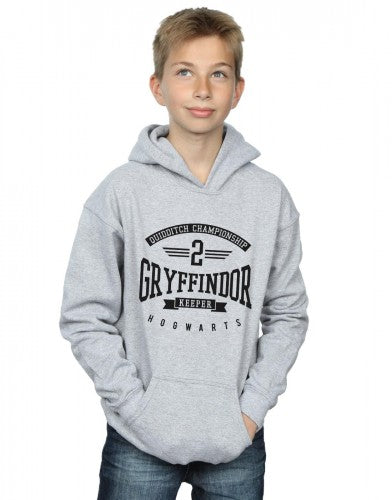 Sports Grey - Back - Harry Potter Boys Gryffindor Keeper Cotton Hoodie