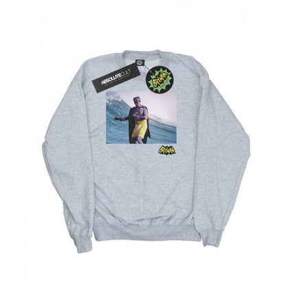 Front - DC Comics Boys Batman TV Series Surfing Logo Sweatshirt