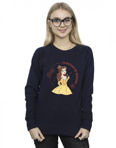 Navy Blue - Back - Disney Womens-Ladies Beauty And The Beast I´d Rather Be Reading Sweatshirt
