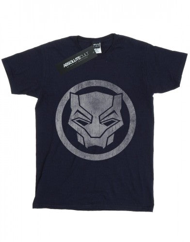 Front - Marvel Girls Black Panther Distressed Icon Cotton T-Shirt