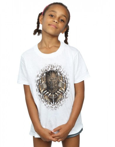 White - Back - Marvel Girls Black Panther Gold Killmonger Cotton T-Shirt