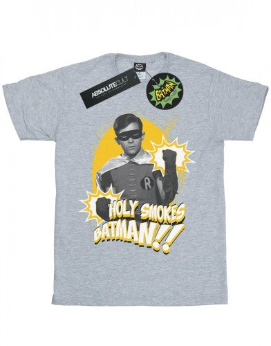 Front - DC Comics Boys Batman TV Series Robin Holy Smokes T-Shirt