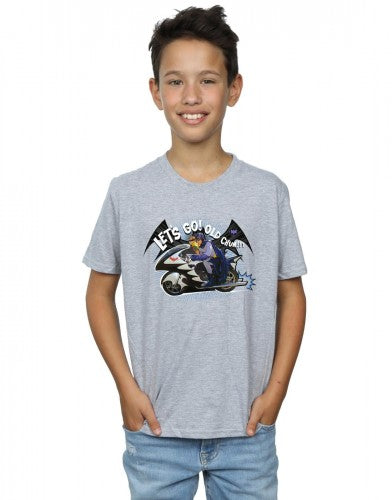 Sports Grey - Back - DC Comics Boys Batman TV Series Bat Bike T-Shirt