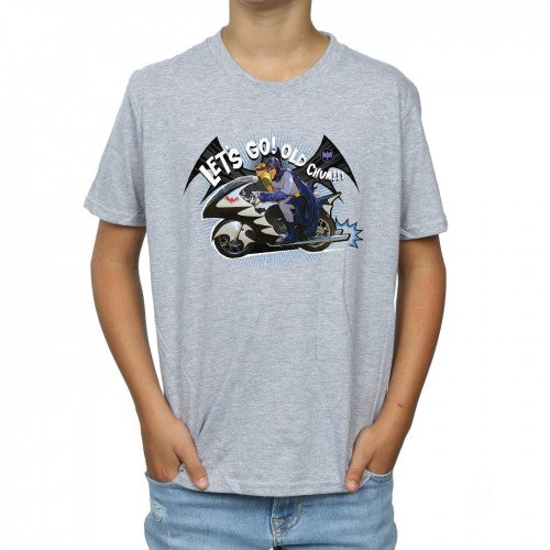 Sports Grey - Side - DC Comics Boys Batman TV Series Bat Bike T-Shirt
