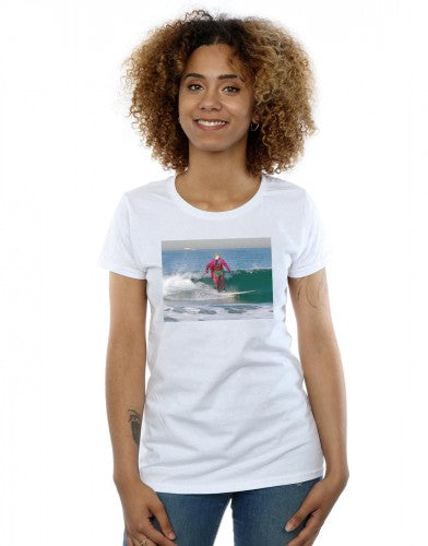 White - Back - DC Comics Womens-Ladies Batman TV Series Joker Surfing Cotton T-Shirt
