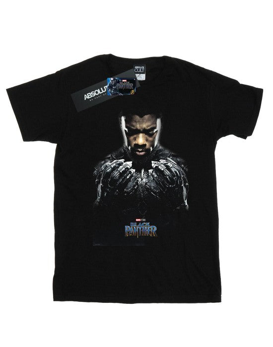 Front - Marvel Girls Black Panther T´Challa Poster Cotton T-Shirt