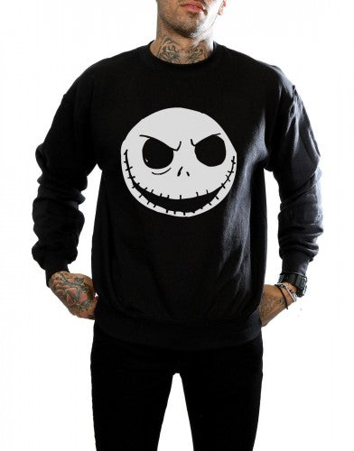 Black - Pack Shot - Nightmare Before Christmas Mens Jack Skellington Cotton Sweatshirt