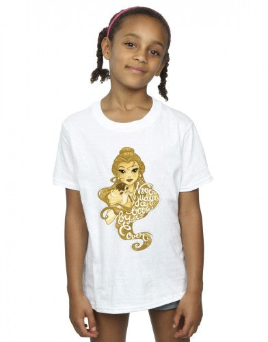 White - Back - Disney Girls Beauty And The Beast Never Judge Cotton T-Shirt