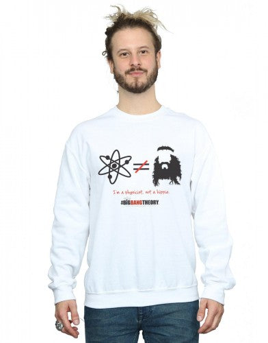 White - Back - The Big Bang Theory Mens I Am A Physicist Not A Hippie Cotton Sweatshirt