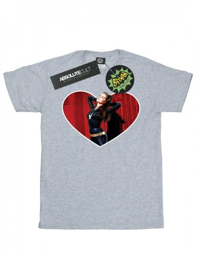 Front - DC Comics Girls Batman TV Series Catwoman Heart Cotton T-Shirt