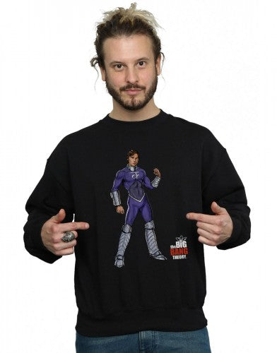 Black - Back - The Big Bang Theory Mens Raj Superhero Cotton Sweatshirt