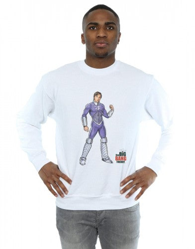 White - Back - The Big Bang Theory Mens Raj Superhero Cotton Sweatshirt