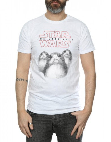 White - Pack Shot - Star Wars: The Last Jedi Mens Porg Cotton T-Shirt