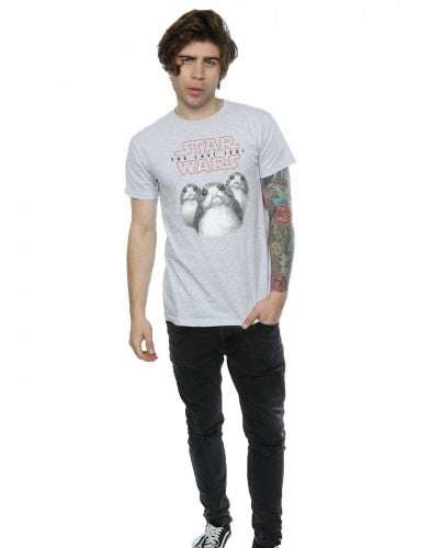 Sports Grey - Side - Star Wars: The Last Jedi Mens Porg Cotton T-Shirt