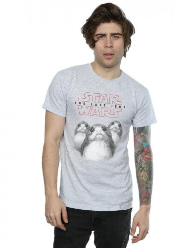 Sports Grey - Back - Star Wars: The Last Jedi Mens Porg Cotton T-Shirt