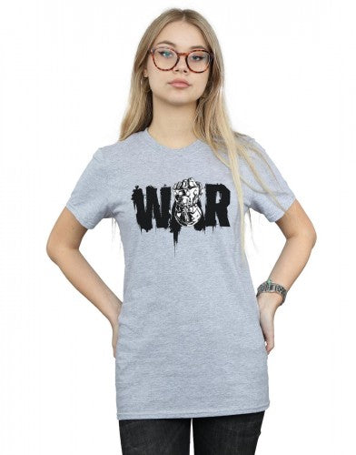 Sports Grey - Side - Marvel Womens-Ladies Avengers Infinity War Fist Cotton Boyfriend T-Shirt