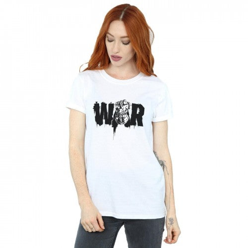 White - Lifestyle - Marvel Womens-Ladies Avengers Infinity War Fist Cotton Boyfriend T-Shirt