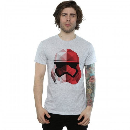 Front - Star Wars: The Last Jedi Mens Red Cubist Stormtrooper Helmet T-Shirt