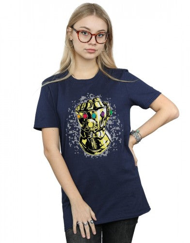 Navy Blue - Back - Marvel Womens-Ladies Avengers Infinity War Thanos Fist Cotton Boyfriend T-Shirt