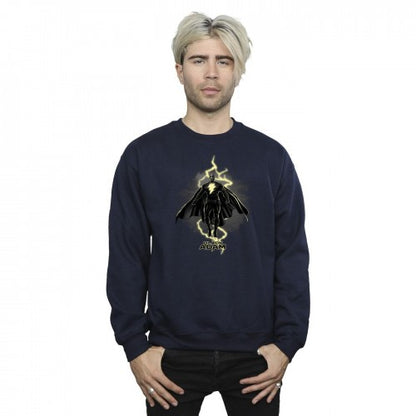 Navy Blue - Back - DC Comics Mens Black Adam Hovering Bolt Cotton Sweatshirt