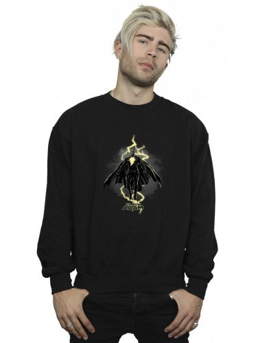 Black - Back - DC Comics Mens Black Adam Hovering Bolt Cotton Sweatshirt