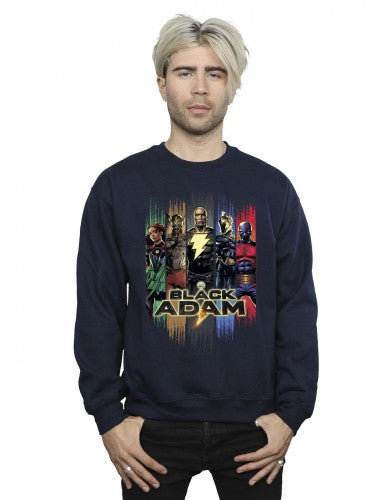 Navy Blue - Back - DC Comics Mens Black Adam JSA Complete Group Cotton Sweatshirt