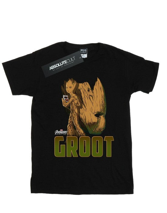 Front - Marvel Womens/Ladies Avengers Infinity War Groot Character Cotton Boyfriend T-Shirt