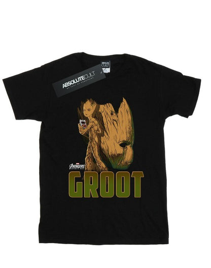 Front - Marvel Womens/Ladies Avengers Infinity War Groot Character Cotton Boyfriend T-Shirt
