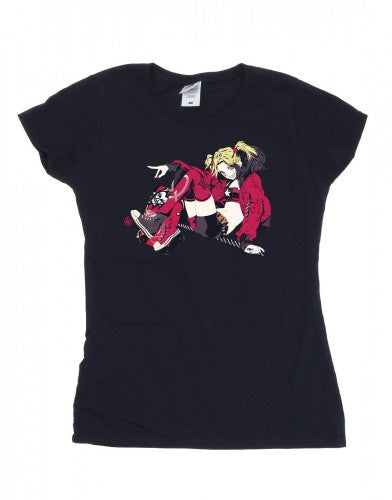 Front - DC Comics Womens/Ladies Harley Quinn Rollerskates Cotton T-Shirt