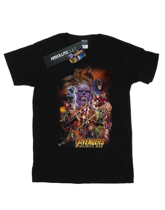 Front - Marvel Womens/Ladies Avengers Infinity War Character Poster Cotton Boyfriend T-Shirt