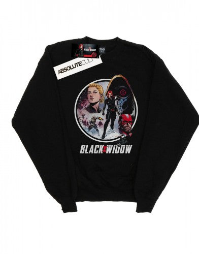 Front - Marvel Mens Black Widow Movie Vintage Circle Cotton Sweatshirt