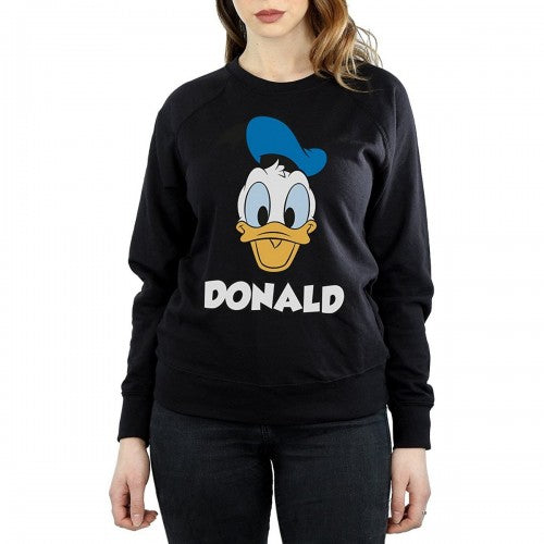 Front - Disney Womens/Ladies Donald Duck Face Cotton Sweatshirt